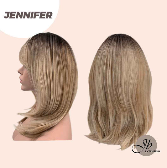 JBEXTENSION 18 Inches Long Layered Ombre Blonde with Dark Root Wig JENNIFER