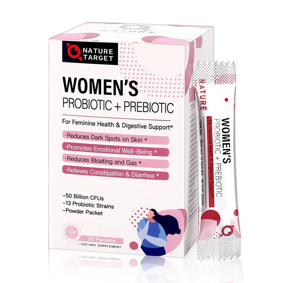 Women's Probiotic + Prebiotic Powder, 50 Billion CFUs, 13 Strains, Prebiotic Blend 1380mg, 30 Servings