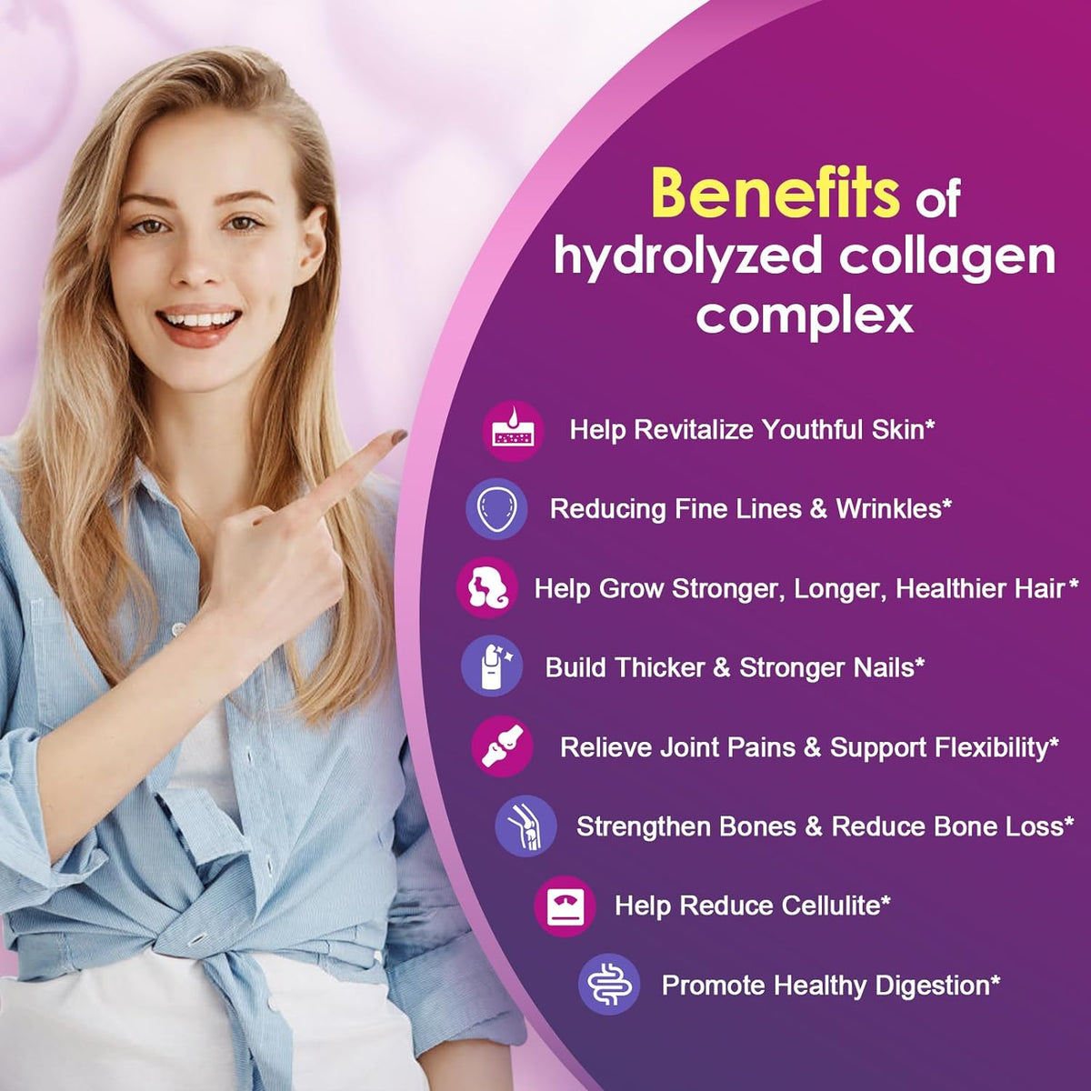 Multi Collagen Peptides 9200mg, Type I II III V X + Hyaluronic Acid 35mg + Vitamin C 70mg, Unflavored, 50 Servings