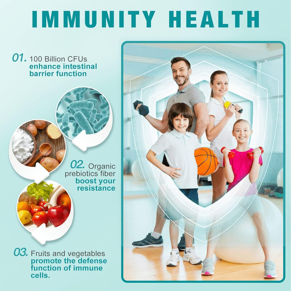5-in-1 Probiotics 100B CFUs, 30 Strains + Prebiotics Fiber 200mg + Colon Cleanse Complex + Fruit & Vegetable Complex + Vitamin B, 90 Vcaps