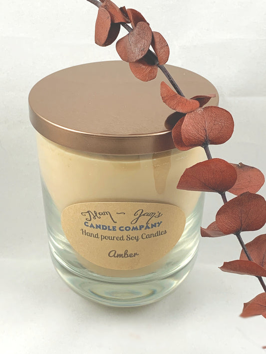 Bougie de soja ambrée – Parfum chaleureux et luxueux | Mam Jam’s
