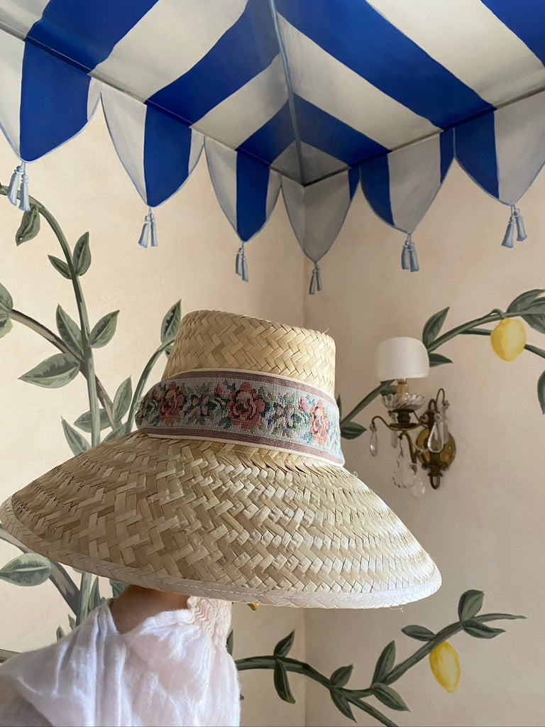 Sombrero para el sol Amaryllis - Cinta de grogrén marrón, ancha y corta