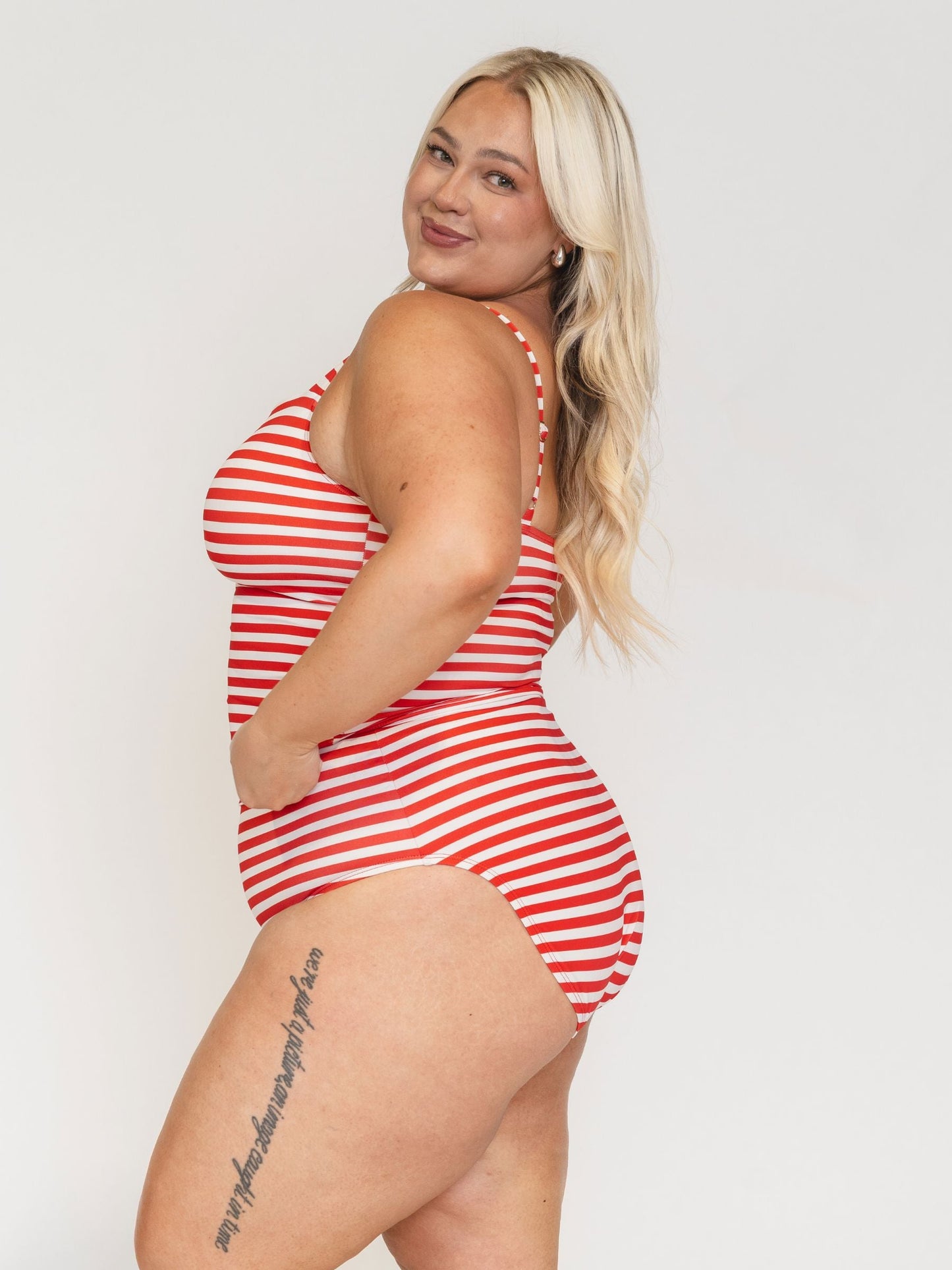 Horizontal Red Stripe High-Waist Bottom