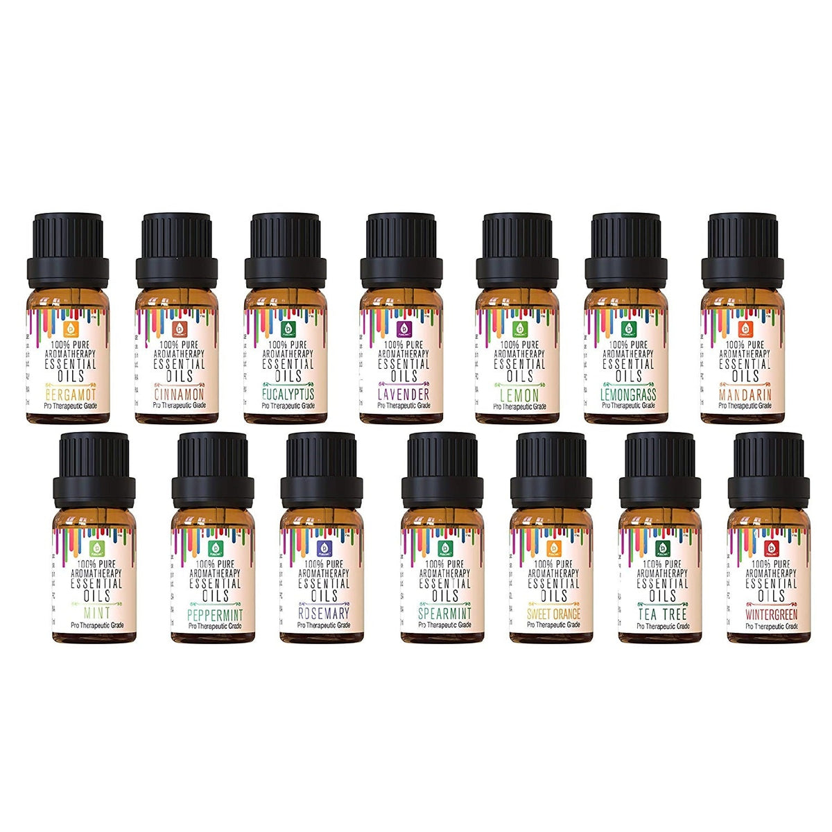 Paquete de 14 aceites esenciales de aromaterapia 100 % puros