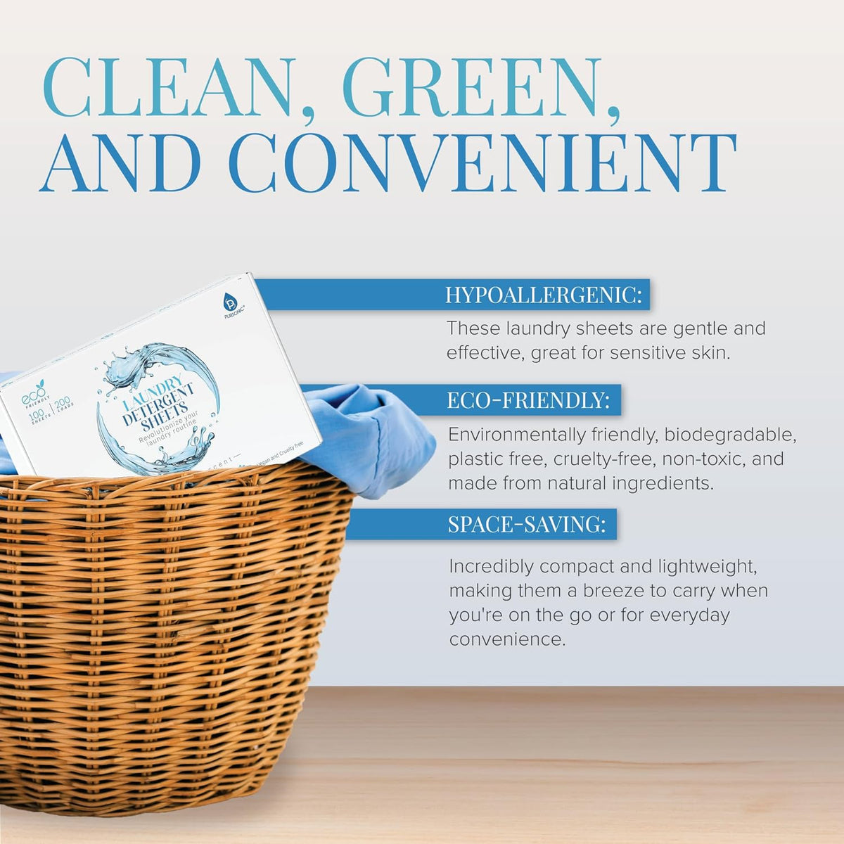 Toallitas de detergente natural para ropa, ecológicas y con aroma a lino fresco