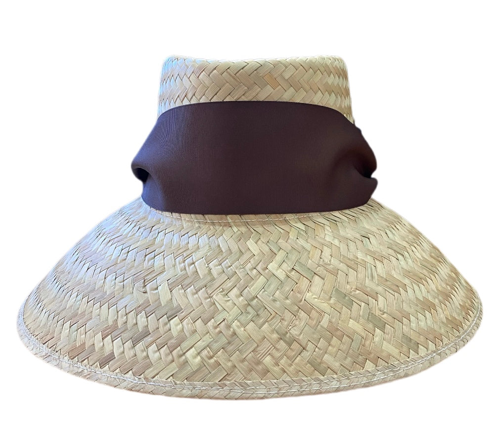 Sombrero para el sol Amaryllis - Cinta de grogrén marrón, ancha y corta
