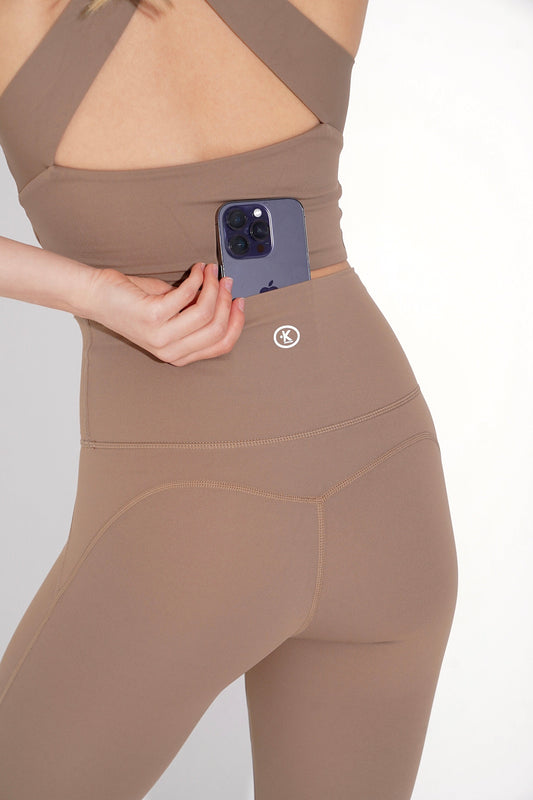 Leggings beige de tiro alto "I Am Wonderful"