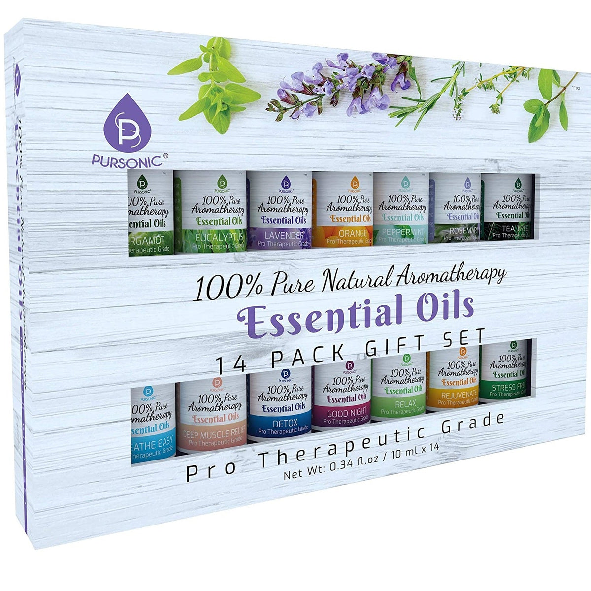 Paquete de 14 aceites esenciales de aromaterapia 100 % puros