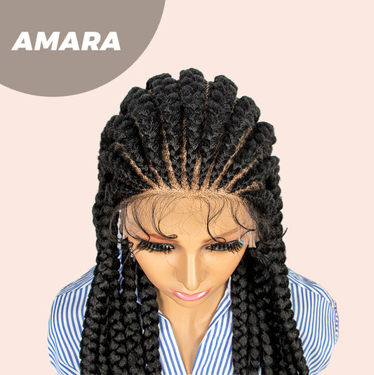 JBEXTENSION 36" Full Lace Front Braided Wigs for Women Box Braids Wig with Baby Hair Synthetic Lace Frontal AMARA