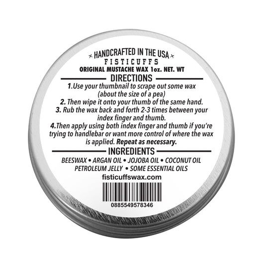 1 oz. Fisticuffs Mustache Wax Original hold "OG" scent