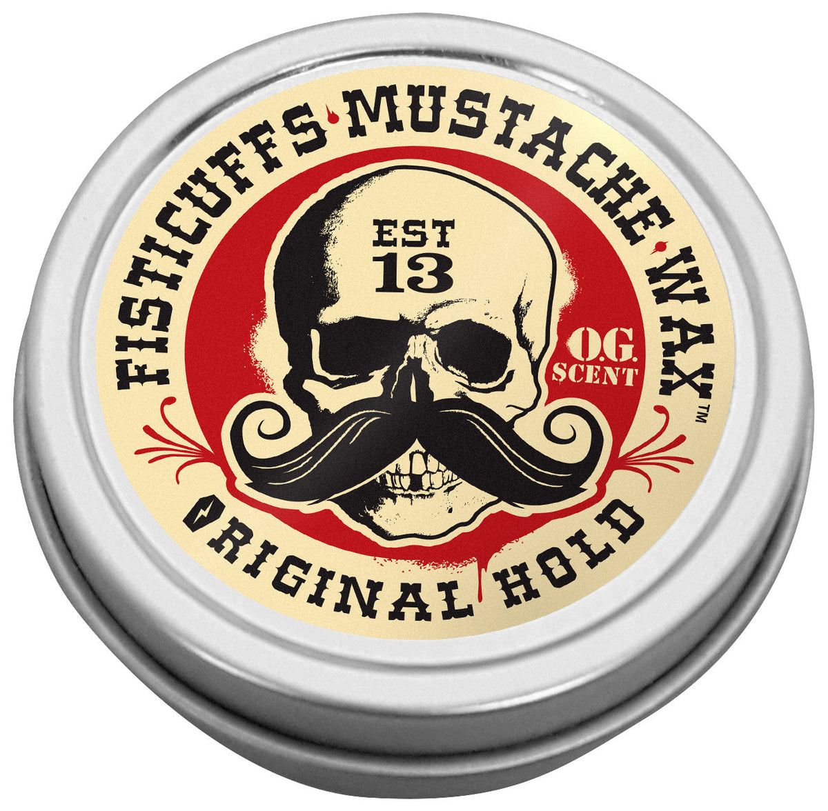 Cera para bigote Fisticuffs de 1 oz. Fijación original, aroma "OG"