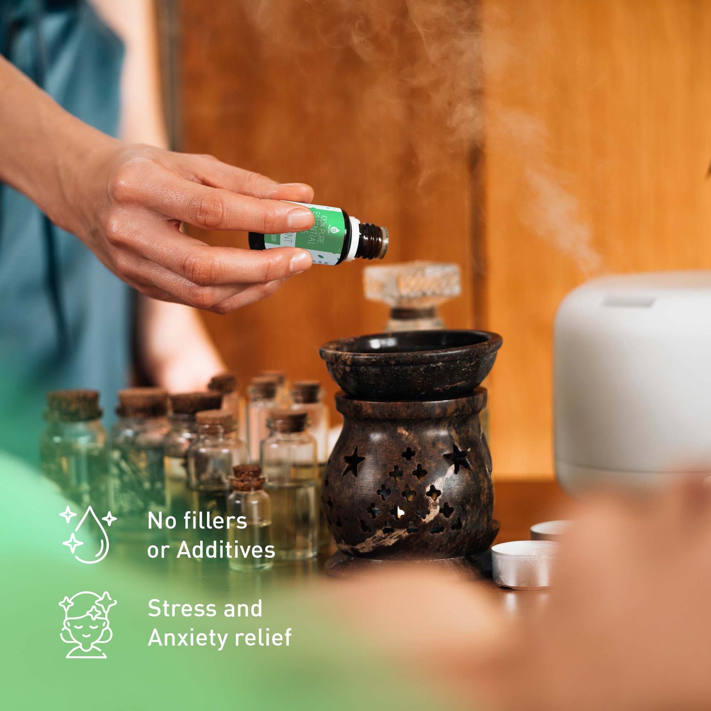 Pursonic Aromatherapy Bliss Set: Lava Stone Bracelet with 100% Pure Essential Oils