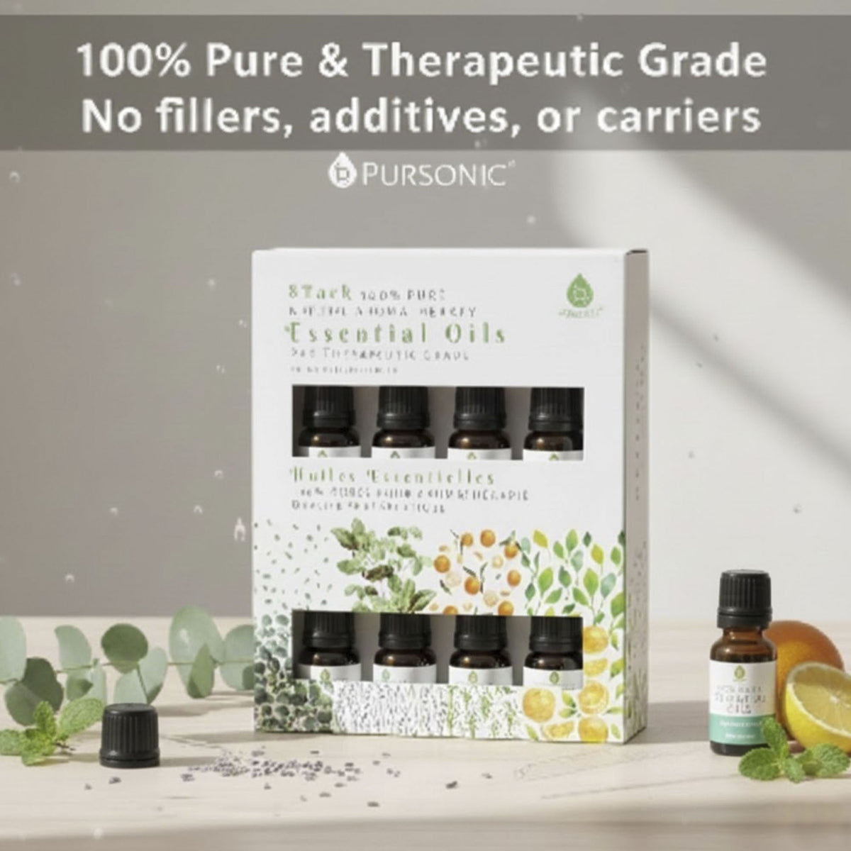 Paquete de 8 aceites esenciales de aromaterapia 100% puros