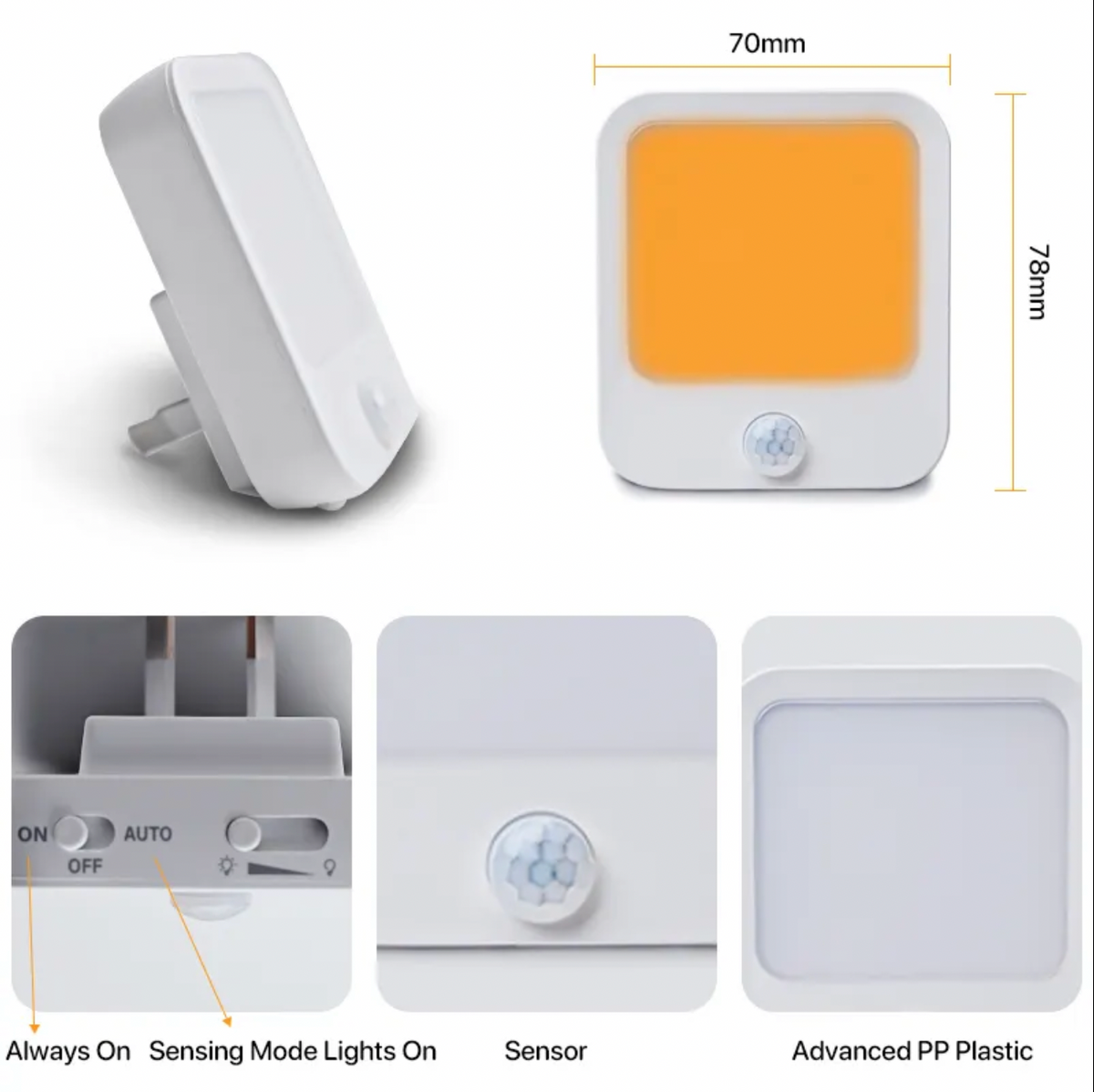 Veilleuse - Détection de mouvement Ambre compatible avec le rythme circadien
