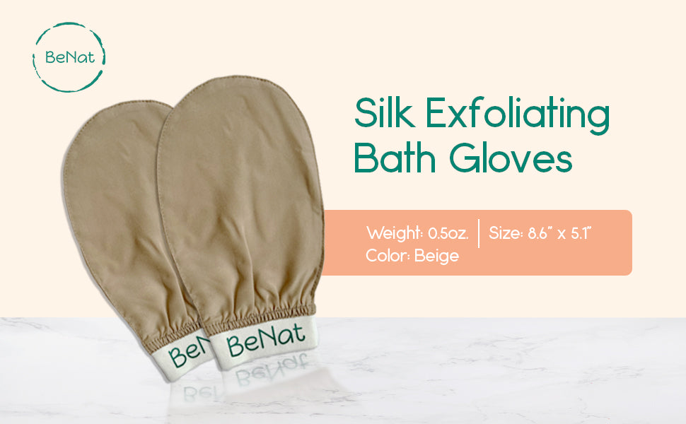 Guantes de baño exfoliantes de seda