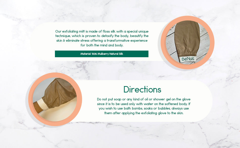 Guantes de baño exfoliantes de seda