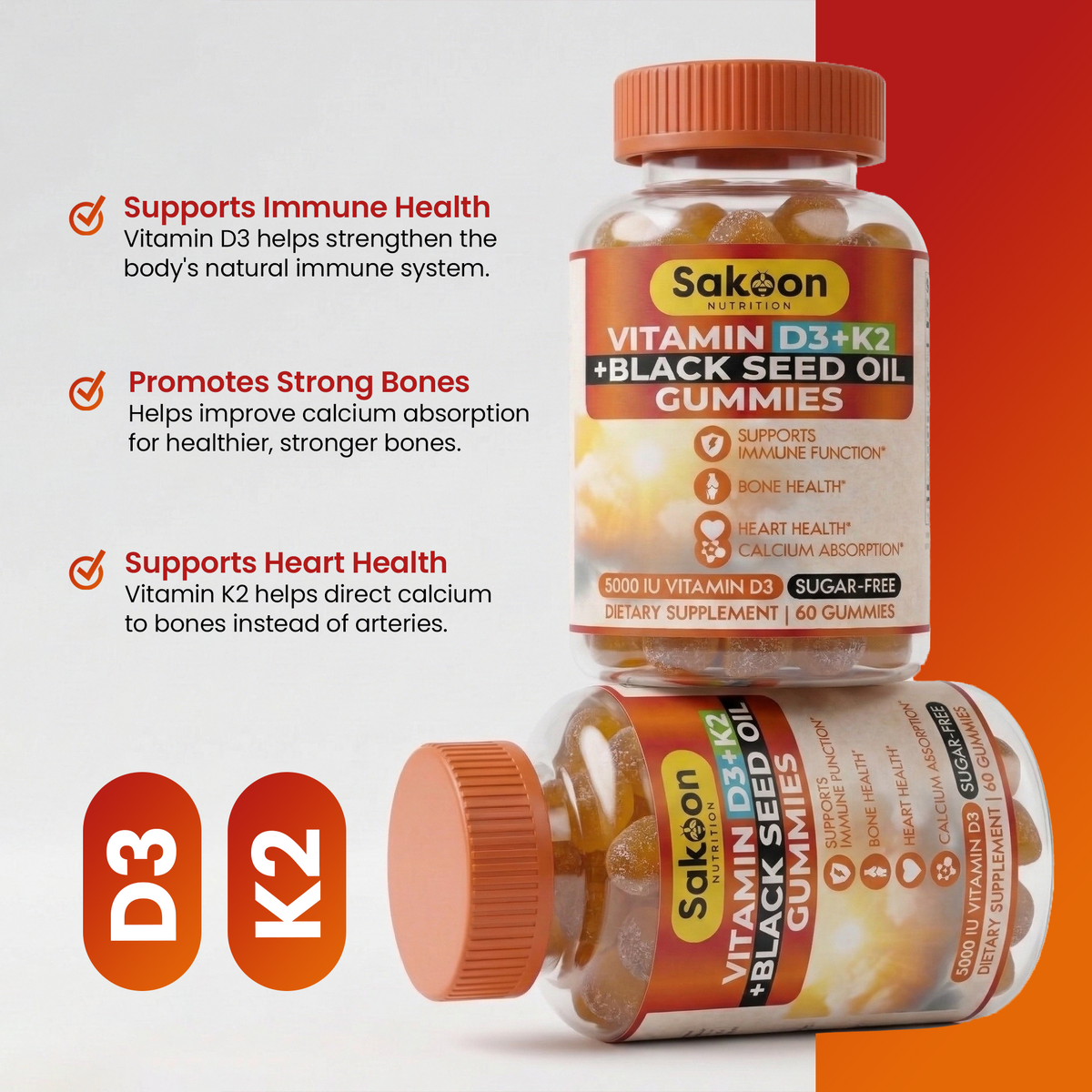 Vitamin D3 + K2 Gummies (5000 IU)