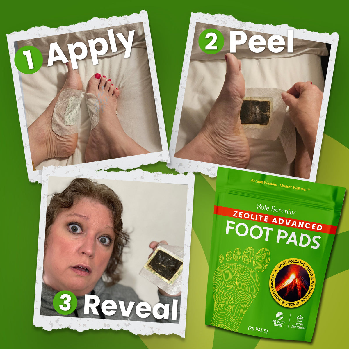 Sole Serenity 2-in-1 Detox Foot Pads - Zeolite, Ginger, Wormwood