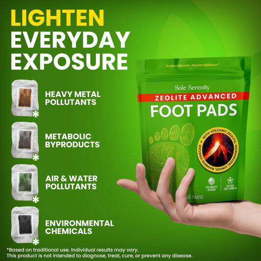 Sole Serenity 2-in-1 Detox Foot Pads - Zeolite, Ginger, Wormwood