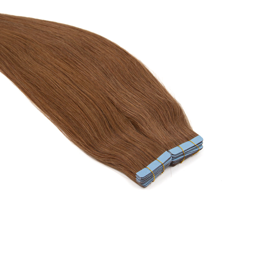 Tape in Hair Extensions Human Hair, Remy Tape in Hair Extensions 20inch Tape in Human Hair 50g 20pcs #6 LIGHT BROWN