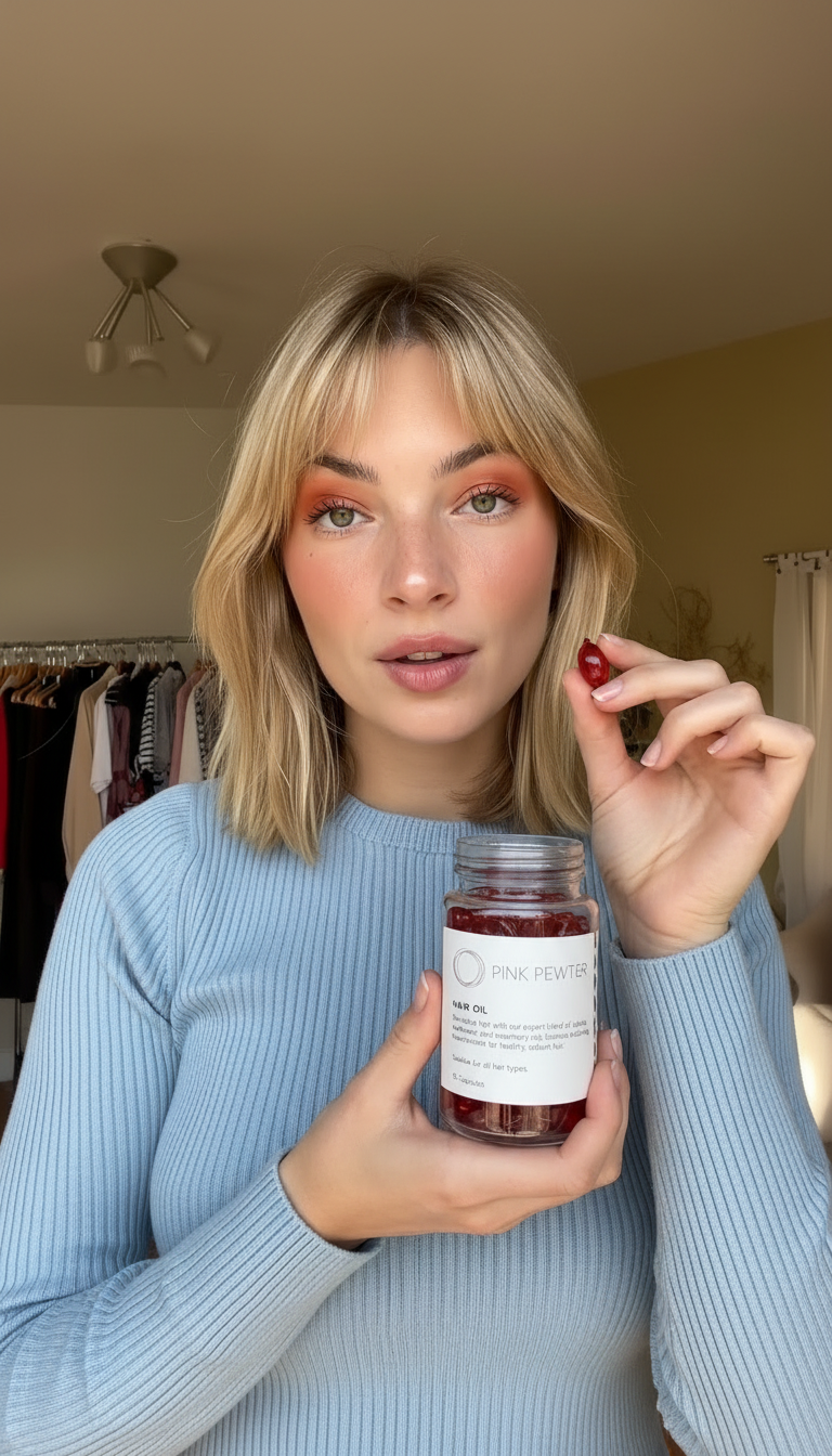 Lightweight Hair Oil Capsules - Nourishing Blend with Olive, Jojoba, Sunflower Seed and Rosemary Oil (Shine and Frizz Control)