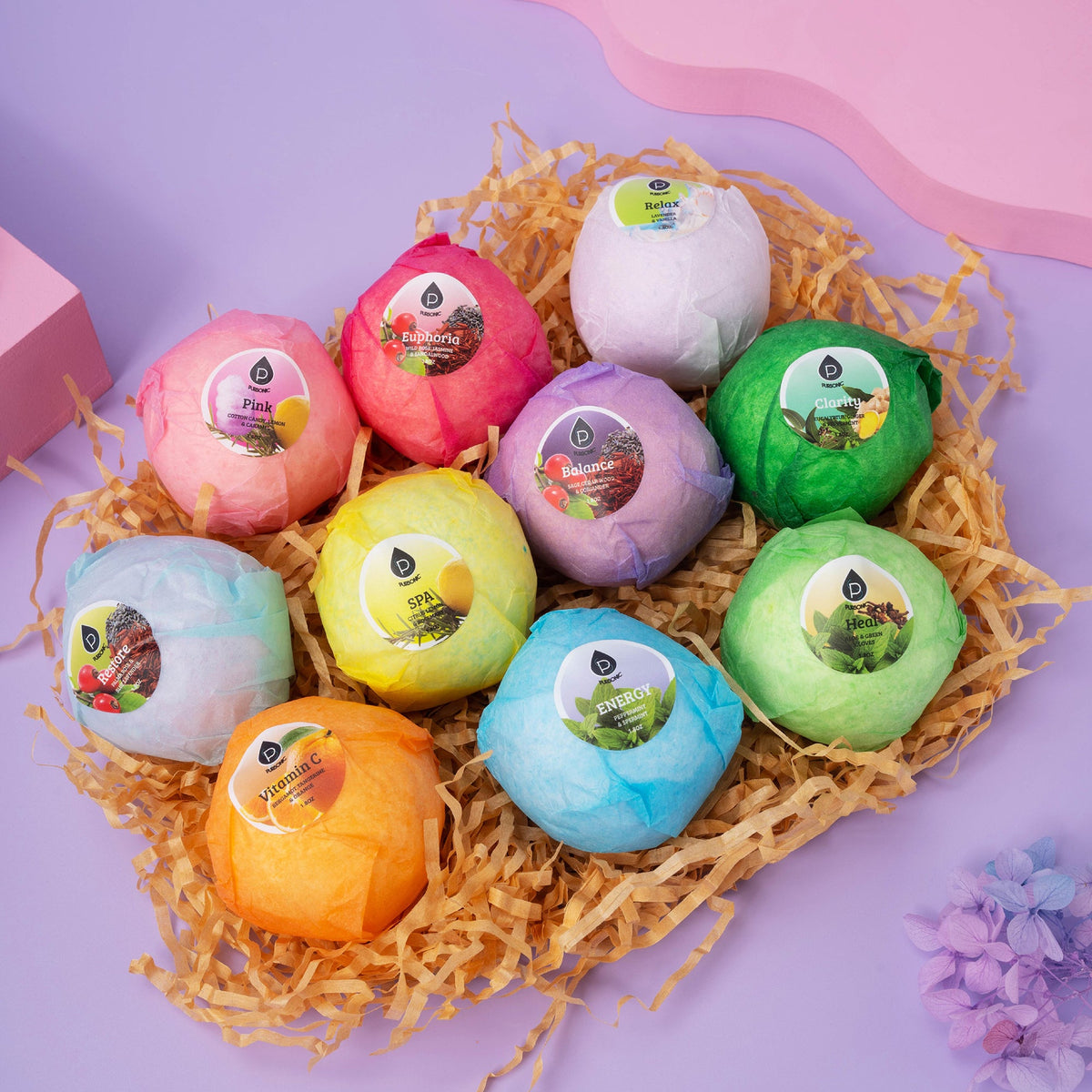 10 Pcs of Handmade, Natural and Organic Bath Bombs