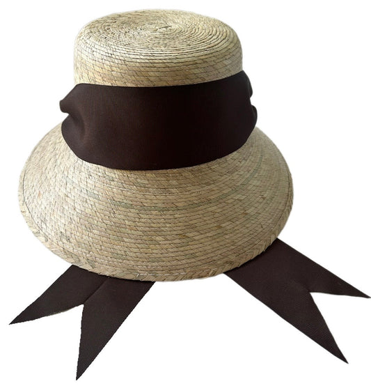 Clematis Bucket Hat (PreOrder Shipping June 15th) - Chocolate Brown Wide & Short Grosgrain Ribbon