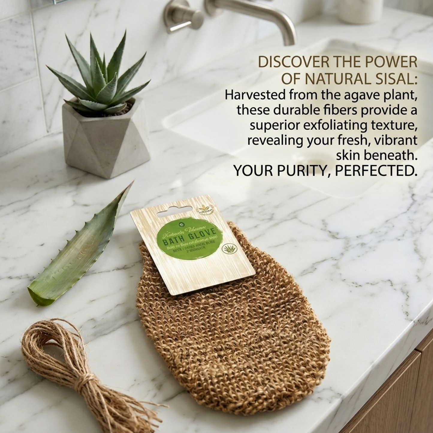 Guante de baño de sisal y cáñamo