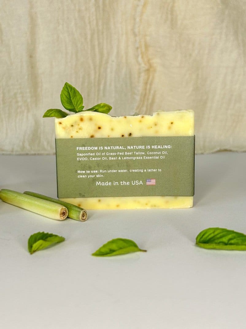 Basil & Lemongrass Tallow Soap Bar