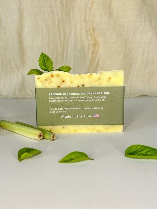Basil & Lemongrass Tallow Soap Bar