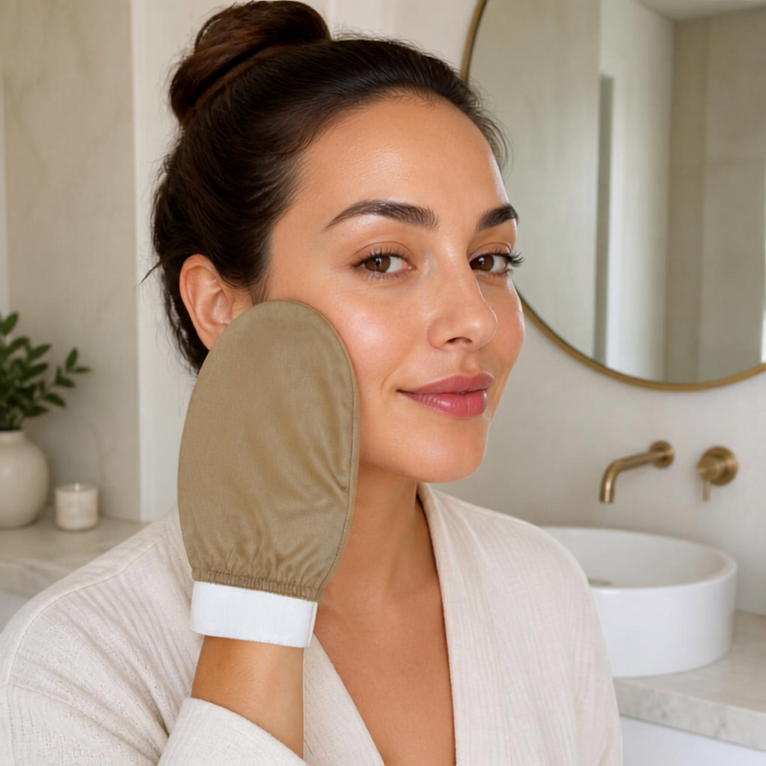 Guantes de baño exfoliantes de seda