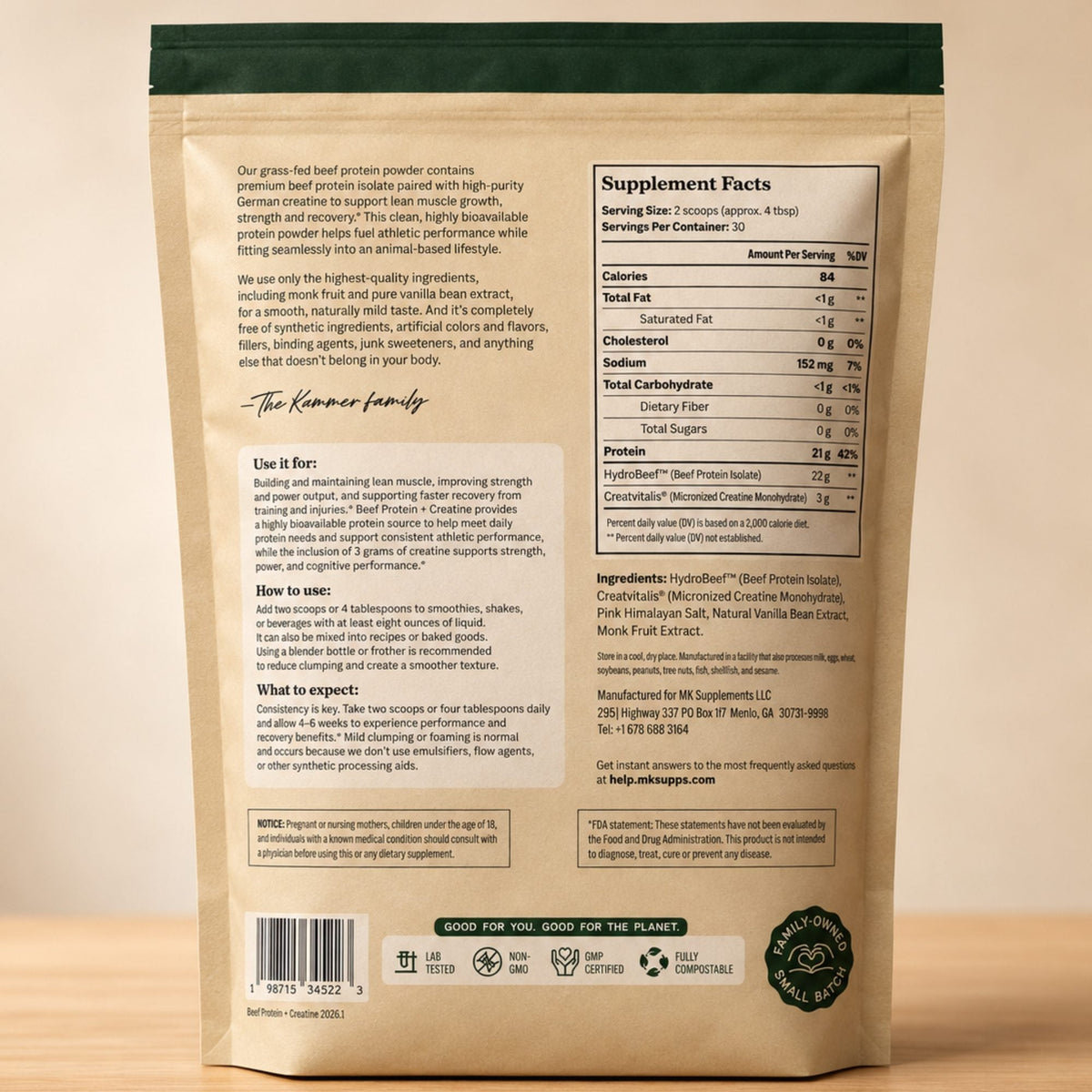 Grass-Fed Beef Protein + Creatine
