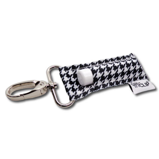 Black and White Houndstooth LippyClip® Lip Balm Holder