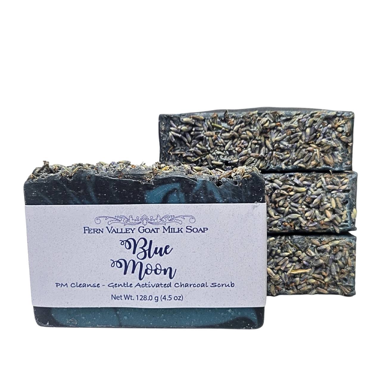 Jabón natural de leche de cabra | Exfoliante de carbón | Limpieza nocturna Blue Moon