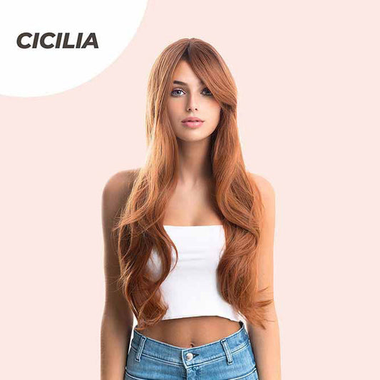 Rachel's Pick- 26 Inches Curly Copper Fashion Wig With Bangs CICILIA