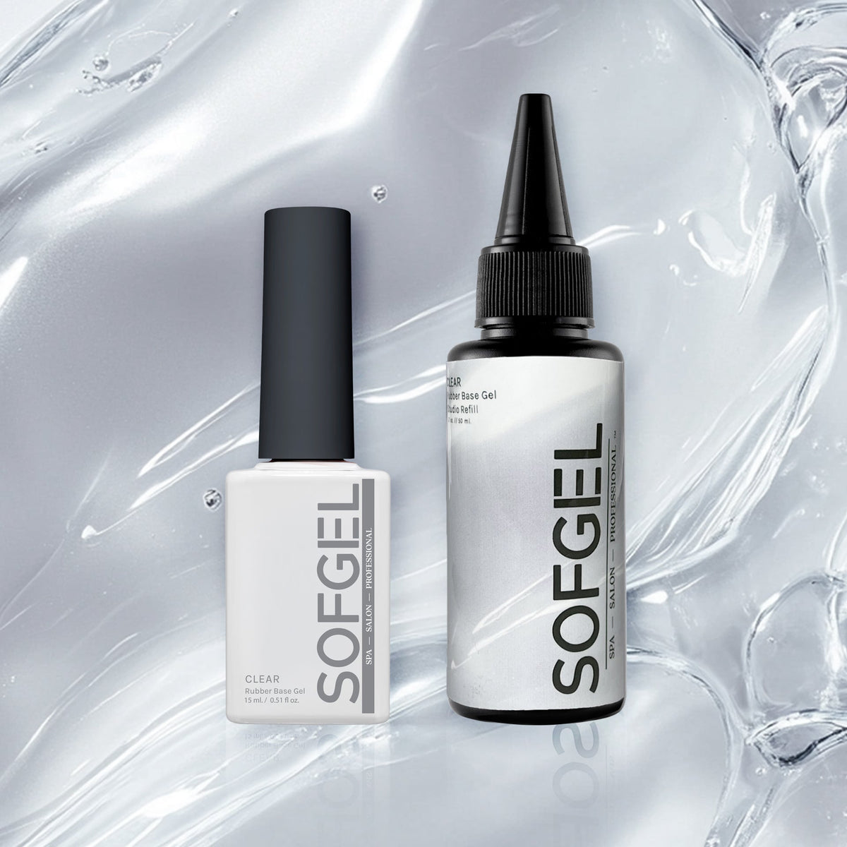 CLEAR Rubber Base Gel Bundle | Studio Refill + 15ml Bottle