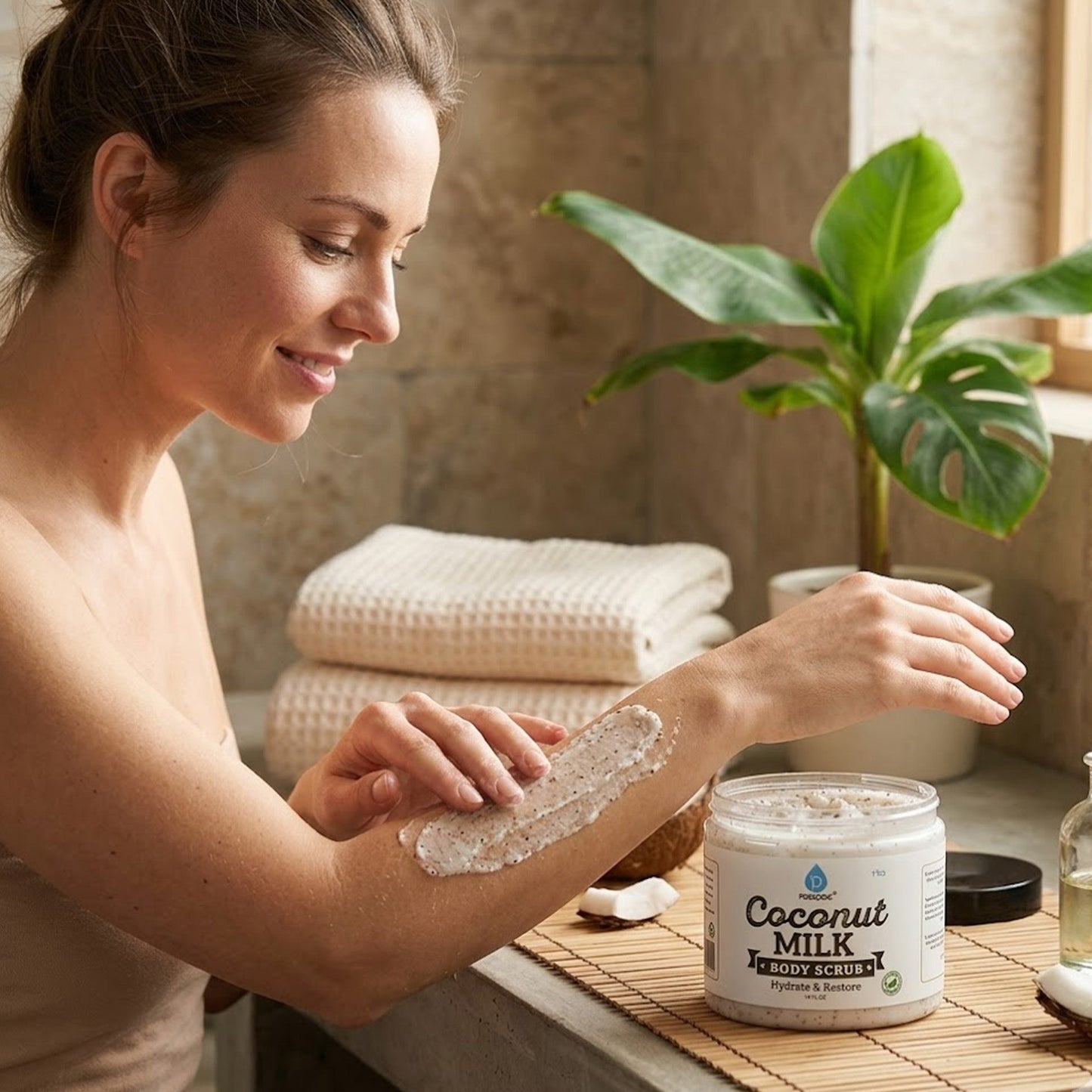 Exfoliante corporal de leche de coco 100 % natural, 14 oz