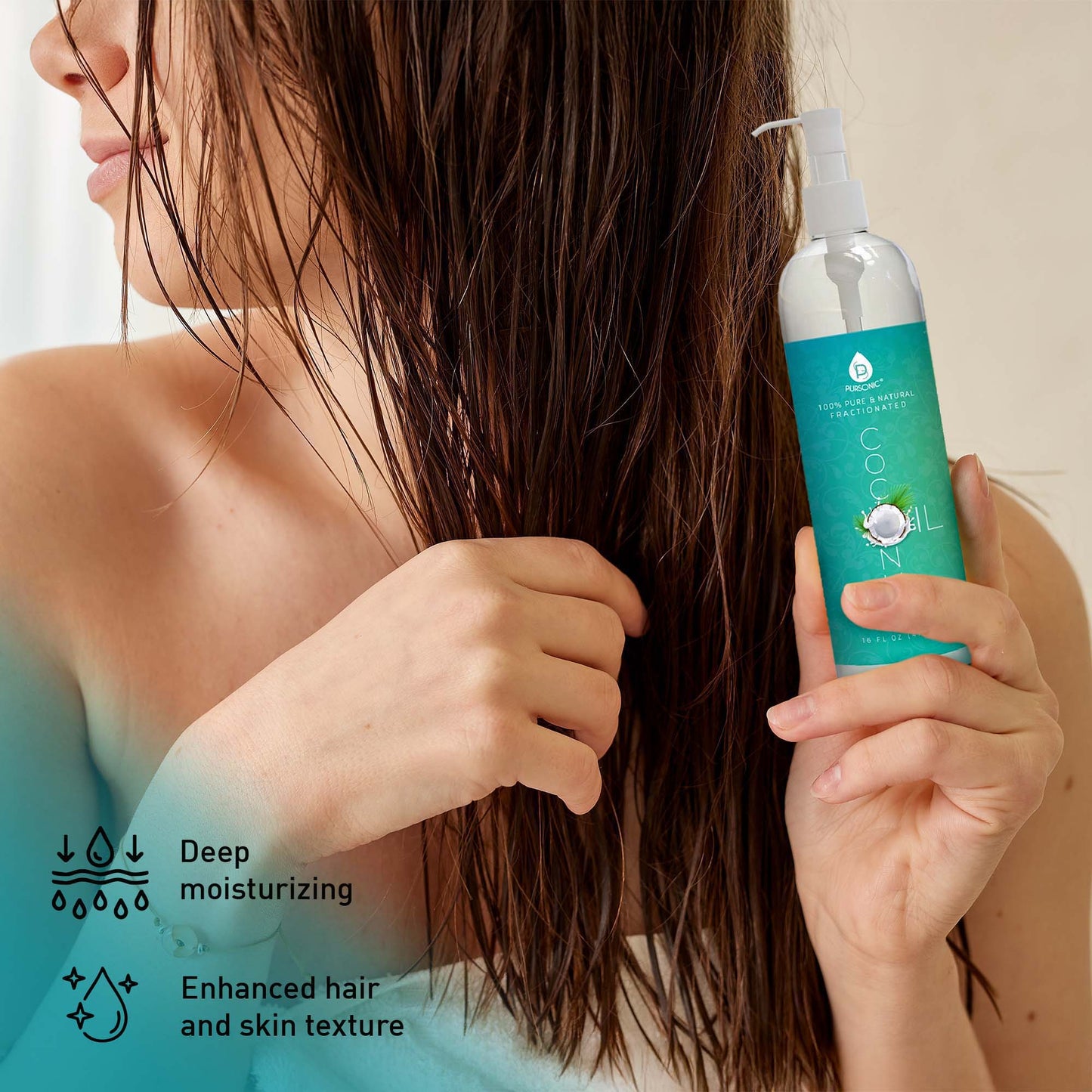 Nourishing Beauty Bundle: Fractionated Coconut Oil (16 Oz) & Boar Bristle Bath Brush