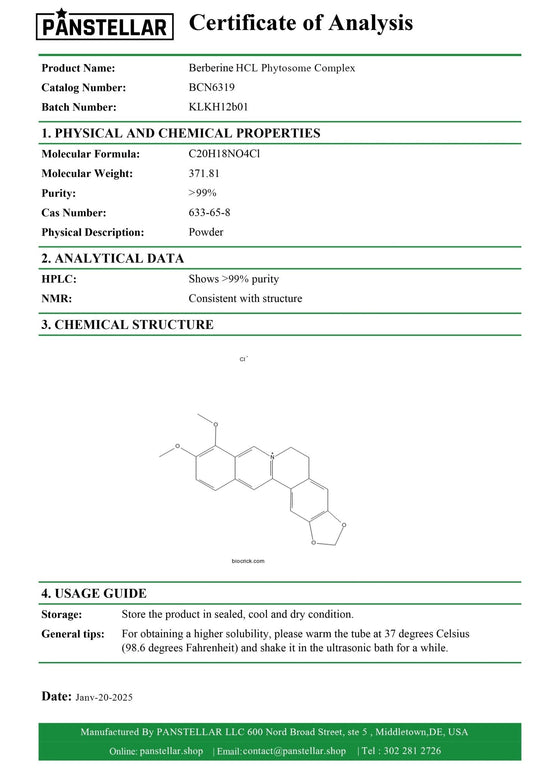 Berberine HCl Phytosome Complex 2000mg – 180 Capsules