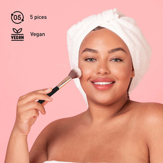 5 Pcs Studio Makeup Brush Set (Black)