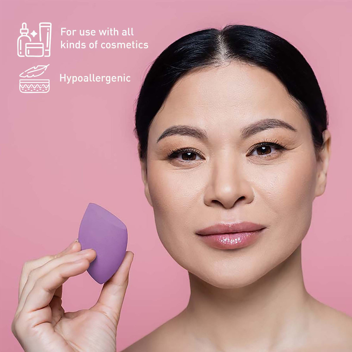 Esponja mezcladora de maquillaje facial Pursonic con soporte