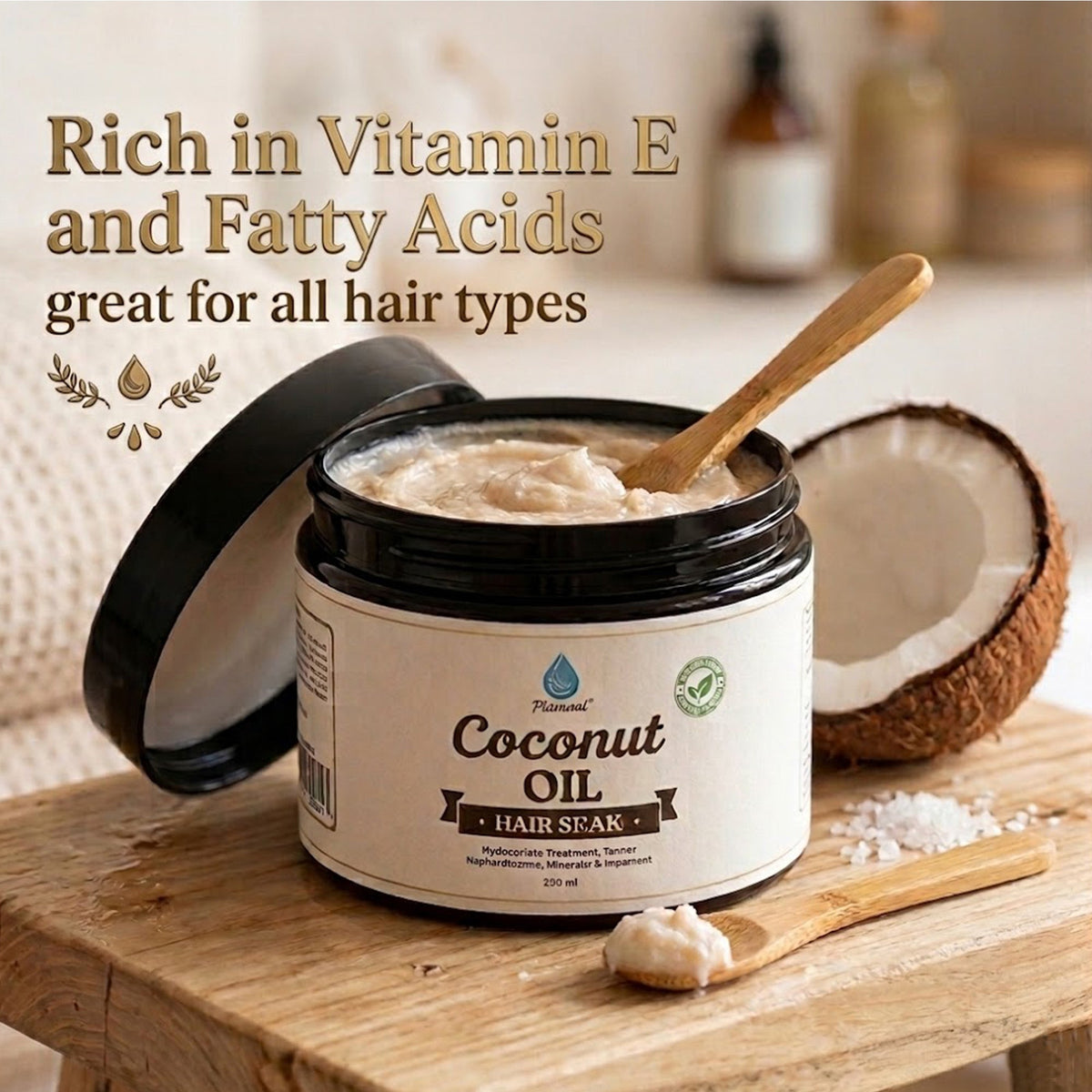 Mascarilla capilar de aceite de coco 100 % natural, 10 oz