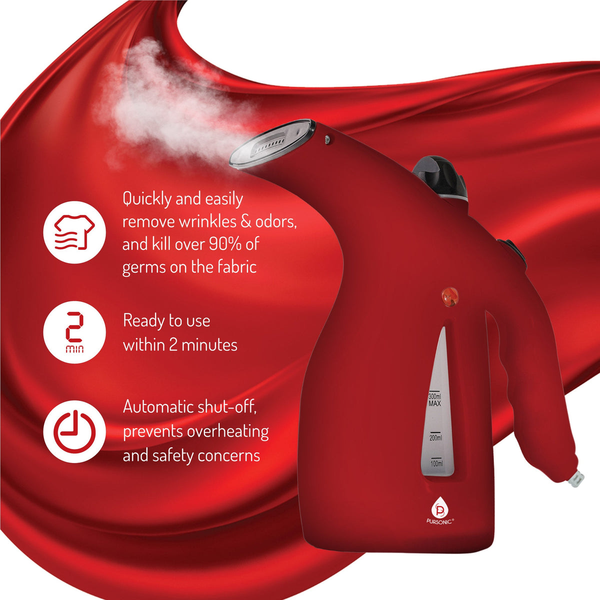 Vaporizador portátil de 300 ml para ropa de viaje, potente y de calentamiento rápido en 2 minutos.