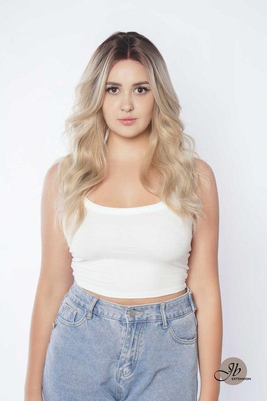 JBEXTENSION 22 Inches Body Wave Mix Blonde Pre-Cut Frontlace Glueless Wig CLAIRE M BLONDE