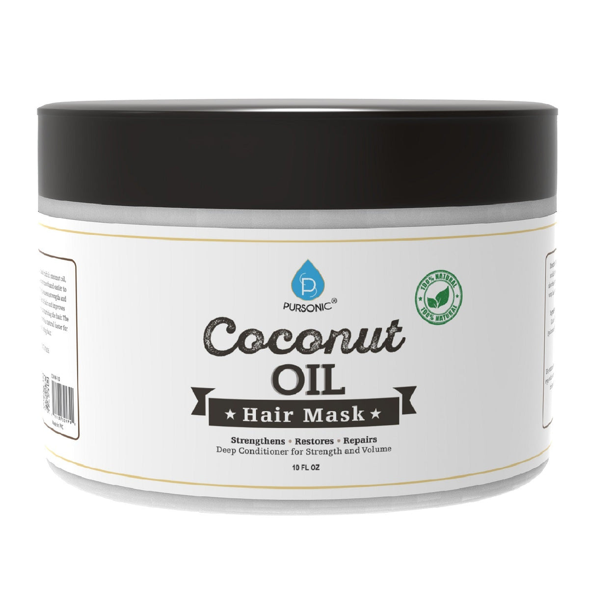 Mascarilla capilar de aceite de coco 100 % natural, 10 oz