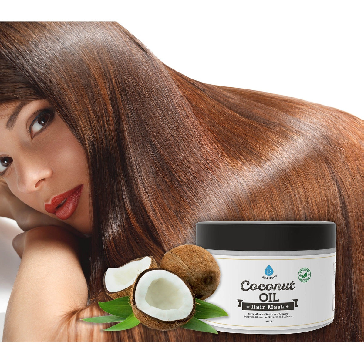 Mascarilla capilar de aceite de coco 100 % natural, 10 oz