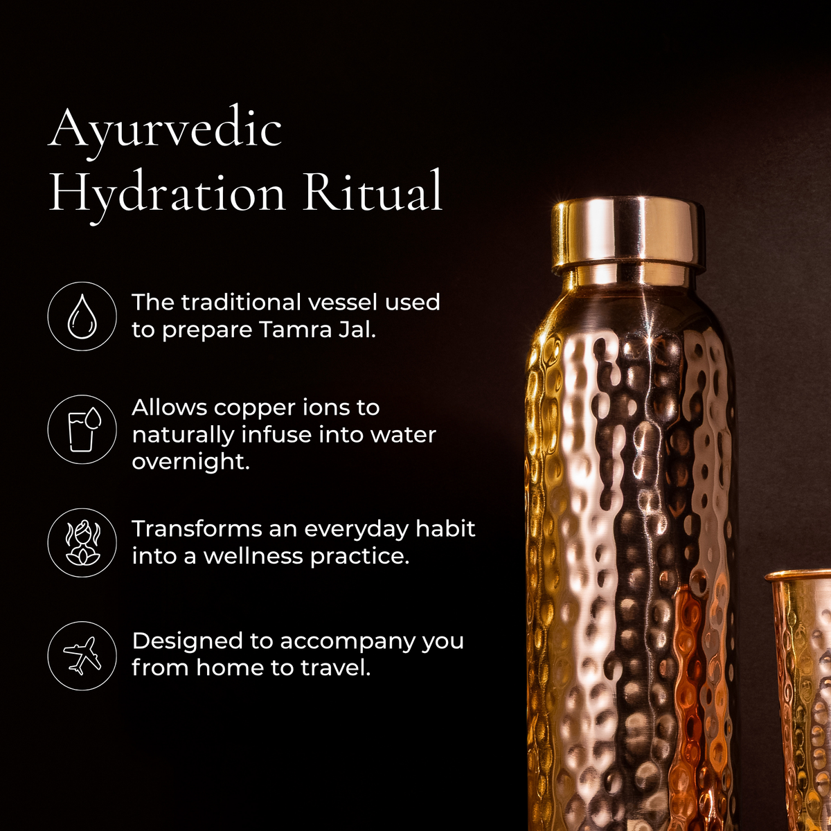 100% Pure Copper Bottle - Luxe Diamond