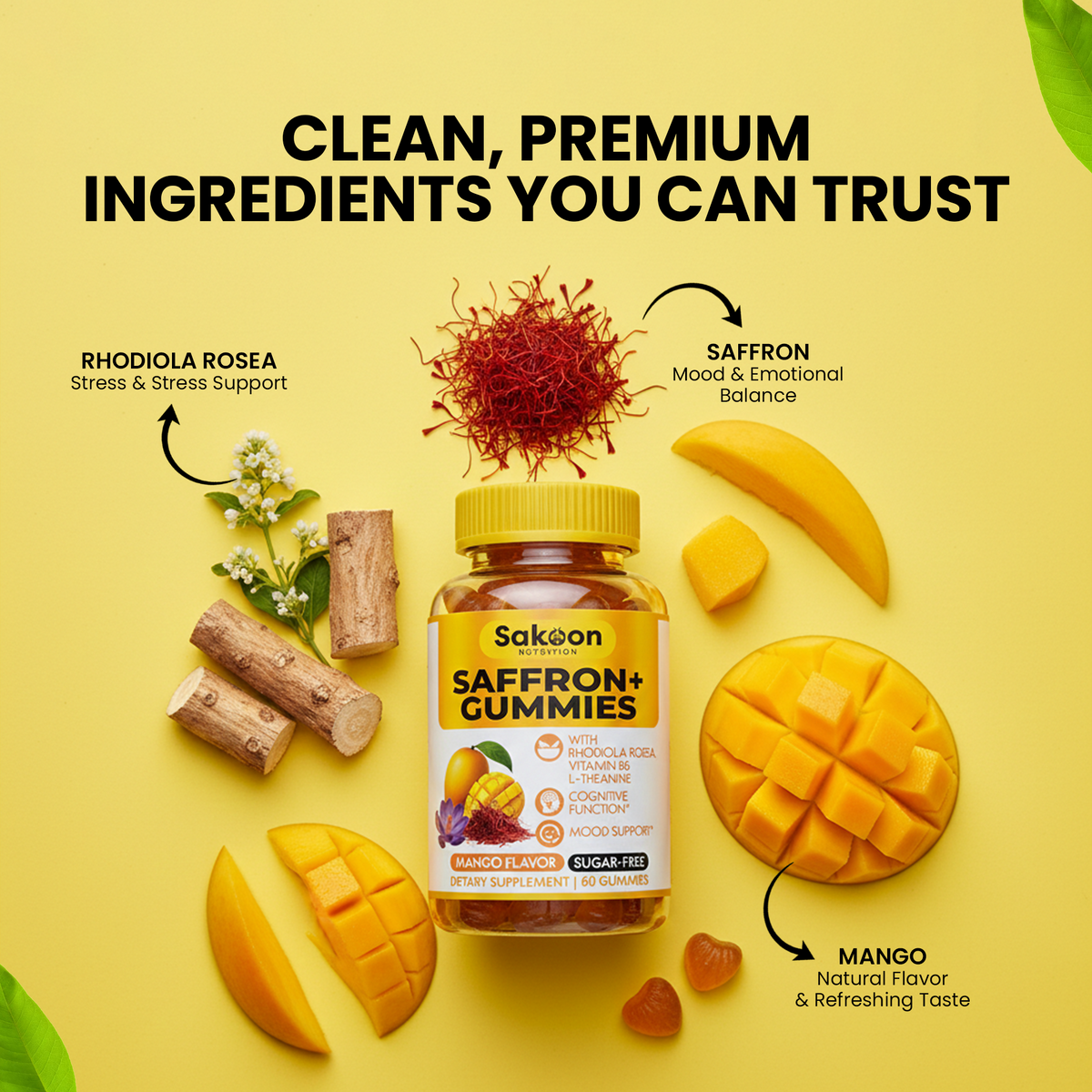 Saffron Mood Gummies (Sugar-Free)