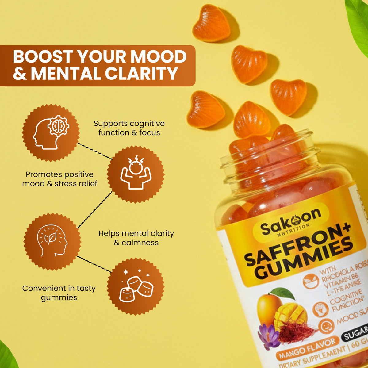 Saffron Mood Gummies (Sugar-Free)