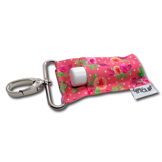 Coral Floral LippyClip KISS for larger lip balms, essential oil rollers, etc.